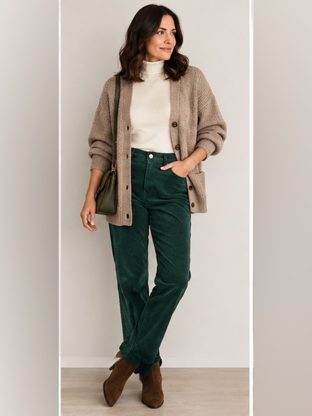 Vineyard Vines Kick Flare High Rise Corduroy Charleston Green Straight Leg Pants